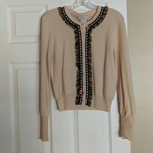 Nanette lepore cashmere cream rose cardigan